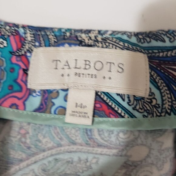 Talbots Petite 14 Floral Straight Skirt Cotton Stretch Blue Multicolor Womens - Picture 3 of 10